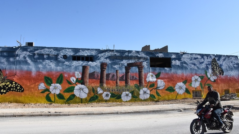 Gönüllü öğretmenler Nusaybin'de duvarları resimlerle süslüyor